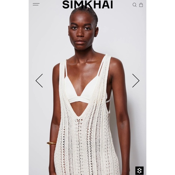 Jonathan Simkhai Ivory Kamilah Crochet Fringe Tank Midi Dress Small NWOT - Picture 7 of 13